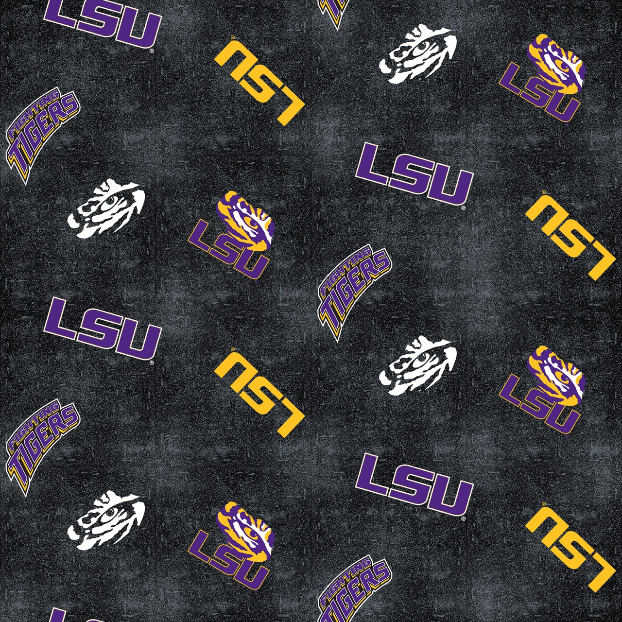 Sykel Enterprises-Louisiana State University Flannel Fabric-LSU Tigers Distressed Logo Cotton Flannel Fabric